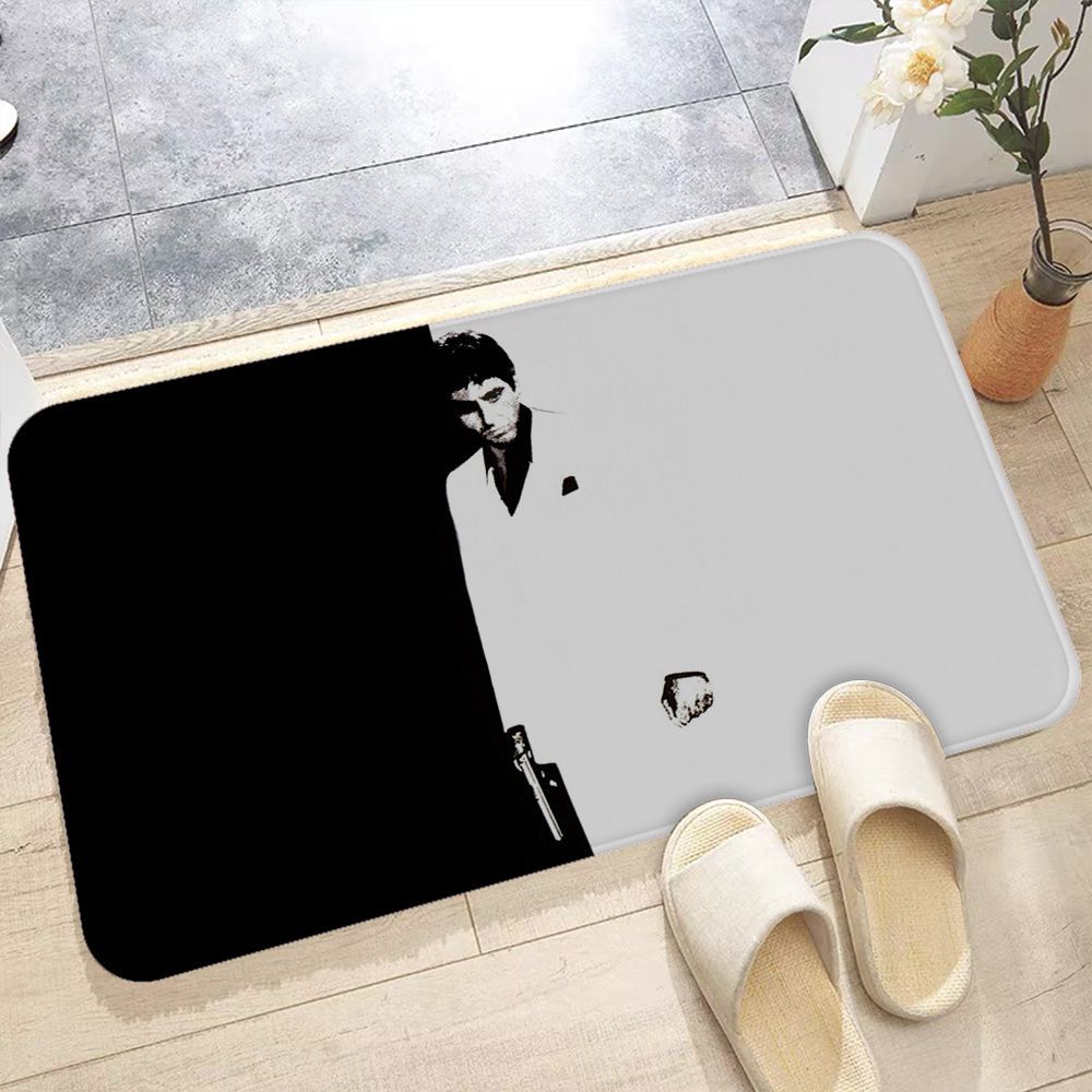 Film Scarface Vloermat Goedkoper Anti-Slip Moderne Woonkamer Balkon Bedrukt Modern Interieur Flanellen Mat: 800mm x 800mm / Rood