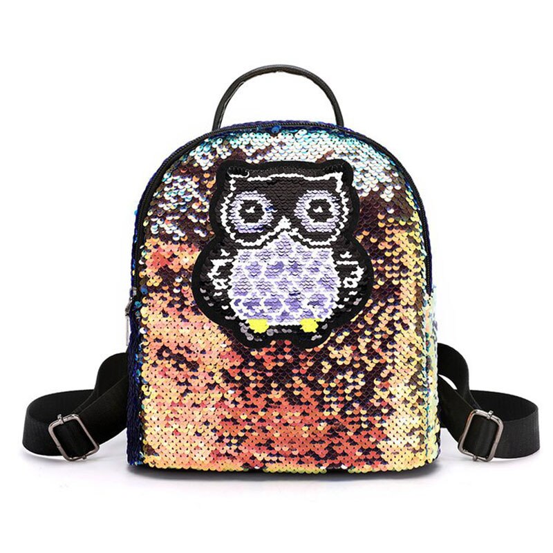 Jzyzqbx Mooie Uil Schooltas Veranderen Kleur Pailletten Rugzak Kinderen Plecak School Rugzak Voor Meisjes Kids Boek Tas: 3 school bag