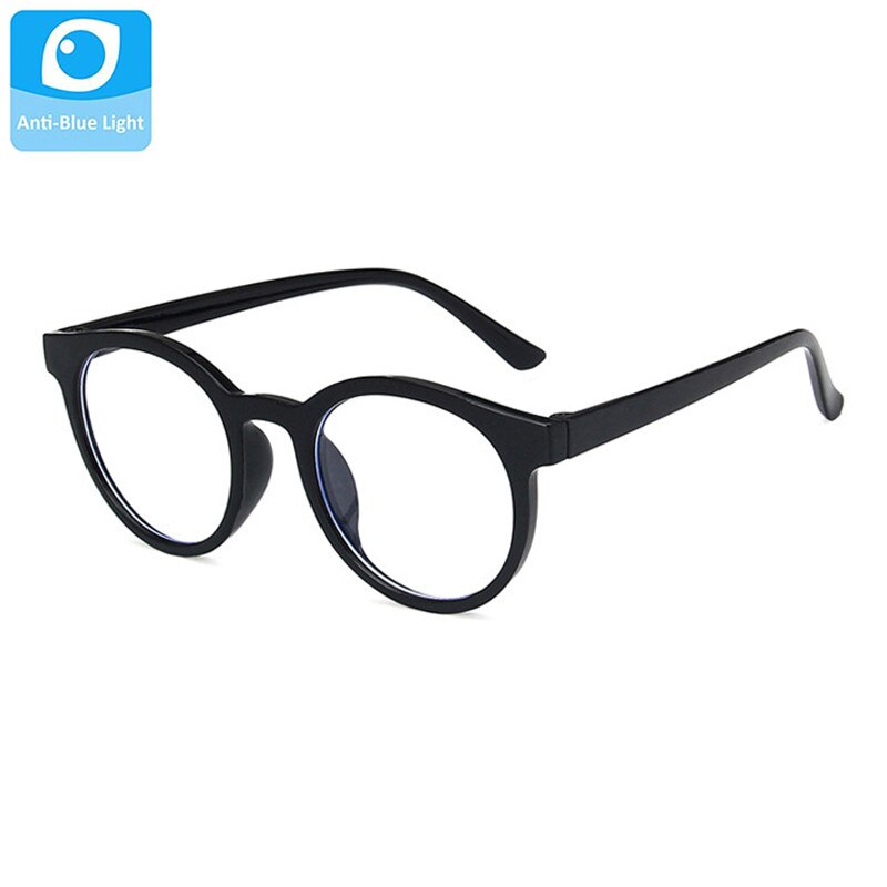 Gafas de protección contra luz azul redonda ultraligera, montura para niños, lentes transparentes, gafas para niños, gafas para niños, gafas para niñas: Black