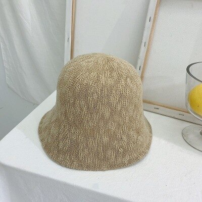 Bomuldsgarn spand hat til kvinder pige solid panama fiskekapsler efterår udendørs flade fisker hatte motorhjelm femme: Beige