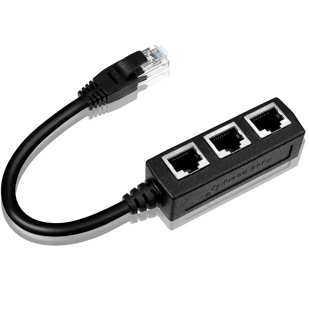 RJ45 Ethernet-kabelsplitter Netwerkadapter, Ethernet-splitter 1 tot 3-kabel Geschikte Super LAN Ethernet-connectoradapter Cat 6