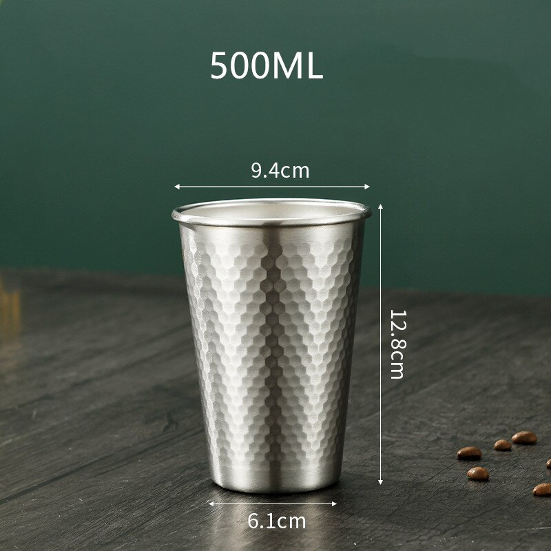 Insulation Anti-scalding Stainless Steel Cups Unbreakable Metal Drinking Beer Coffee Tea Cup Home Outdoor Activities BPA Free: Silver  500ML