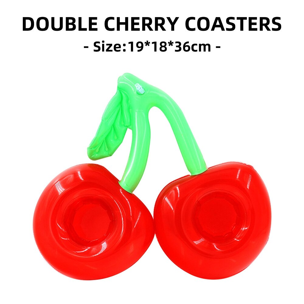 Coaster Inflatable PVC Donut Lemon Watermelon Pineapple Crab Love Cup Holder Inflatable Water Floating Cup Holder: double cherry