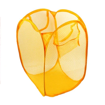 Opvouwbare nylon net waszak Pop-up mesh Wassen Opvouwbare wasmand Zak Opbergmand: Oranje