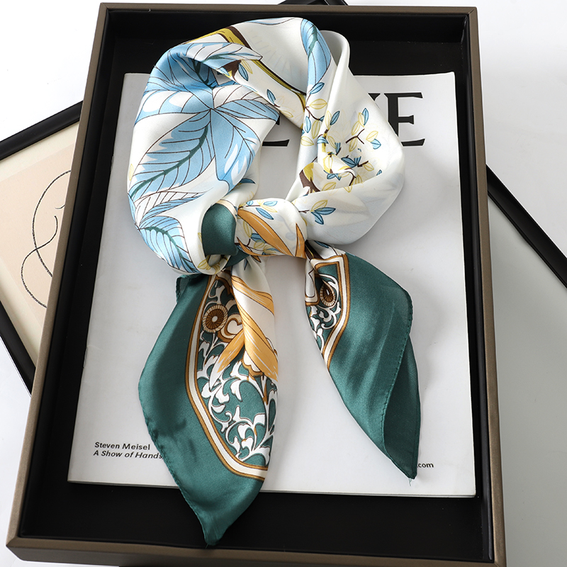 Pañuelo para el pelo de satén de seda para mujer, pañuelo estampado para cabeza cuadrada, pañuelo pequeño para el cuello, Hijab, 70x70cm, novedad de 2023