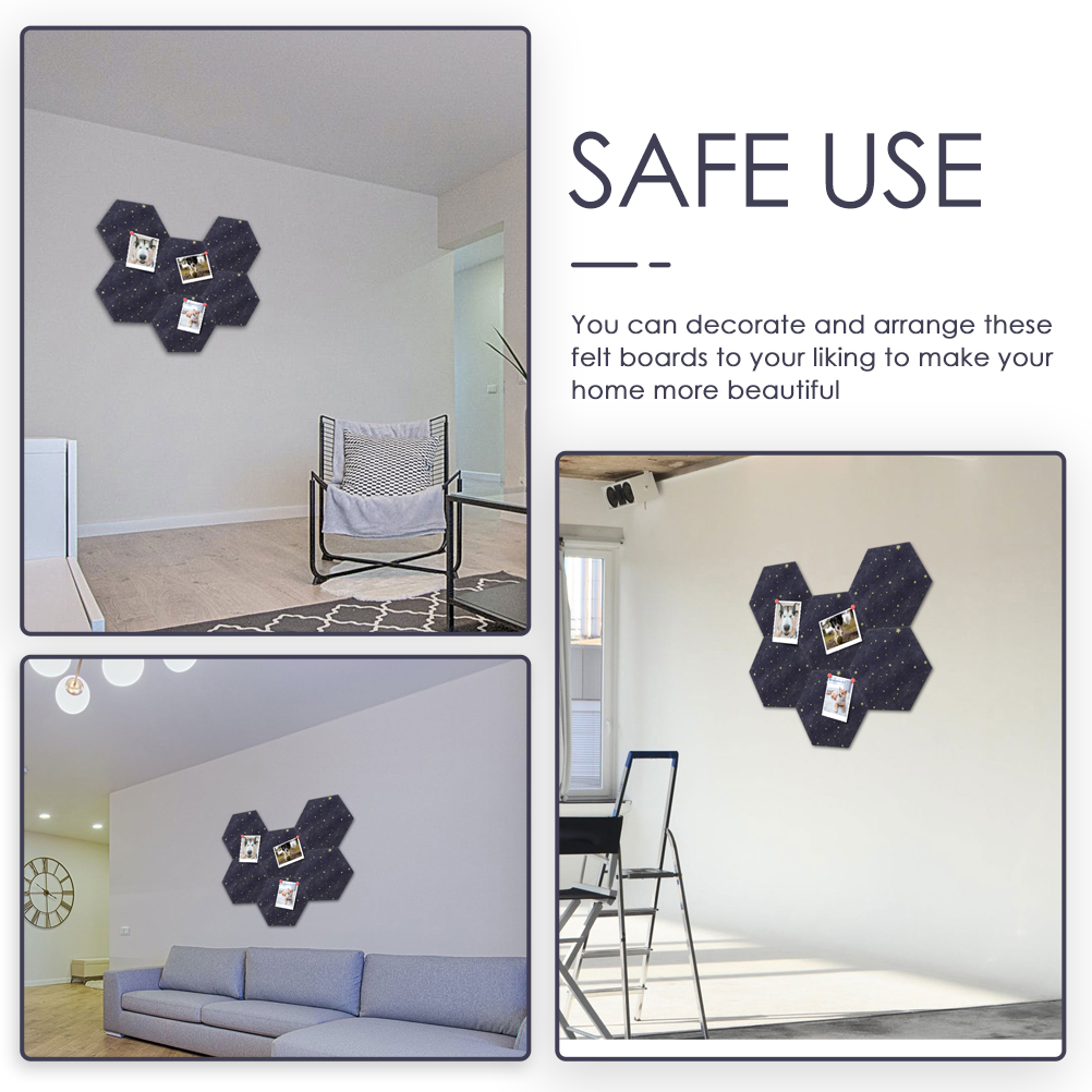 2Pcs Hexagon Felt Board DIY Wall Bulletin Board Self Adhesive Message Board