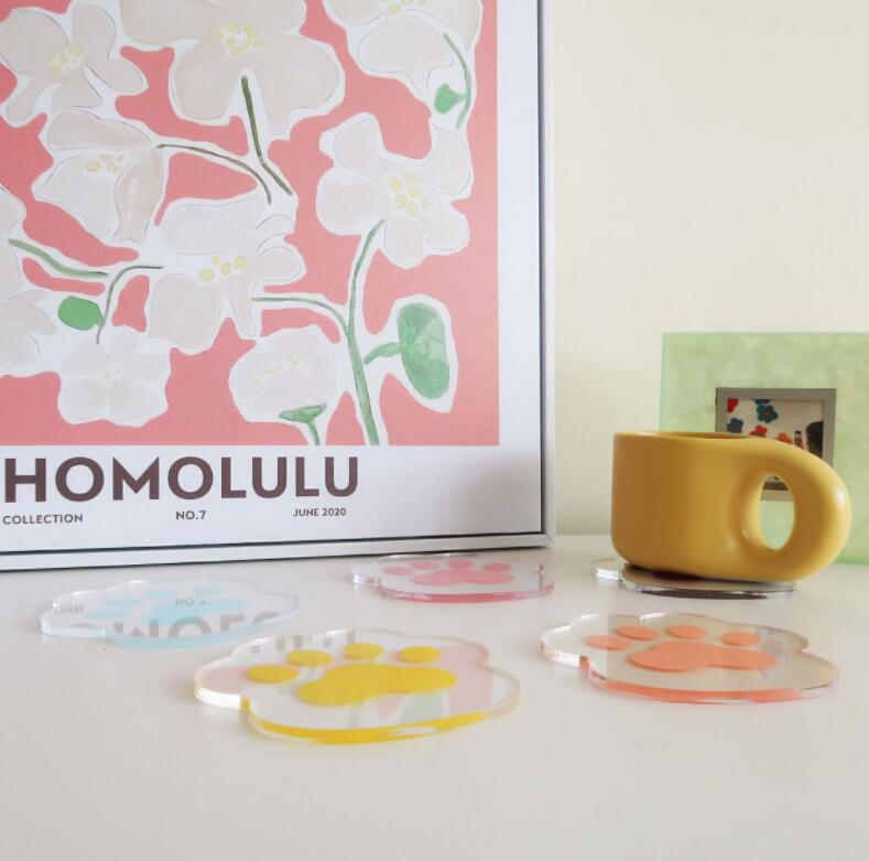 Acryl Leuke Kat Poot Cup Mat Tafel Isolatie Coaster Sakura Koffie Thee Houder Servies Schotel Lade Keuken Coaster 11Cm