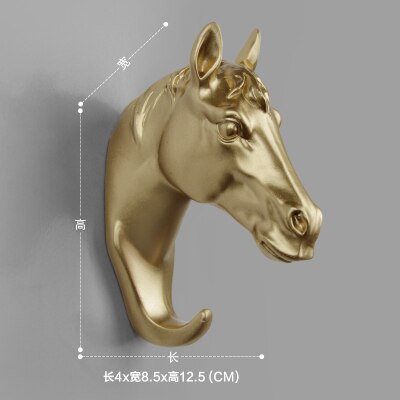Rural style Resin Gold Animal Head Clothes Hanging Coat Towels Hooks Hanger Decorative Wall Hooks: white