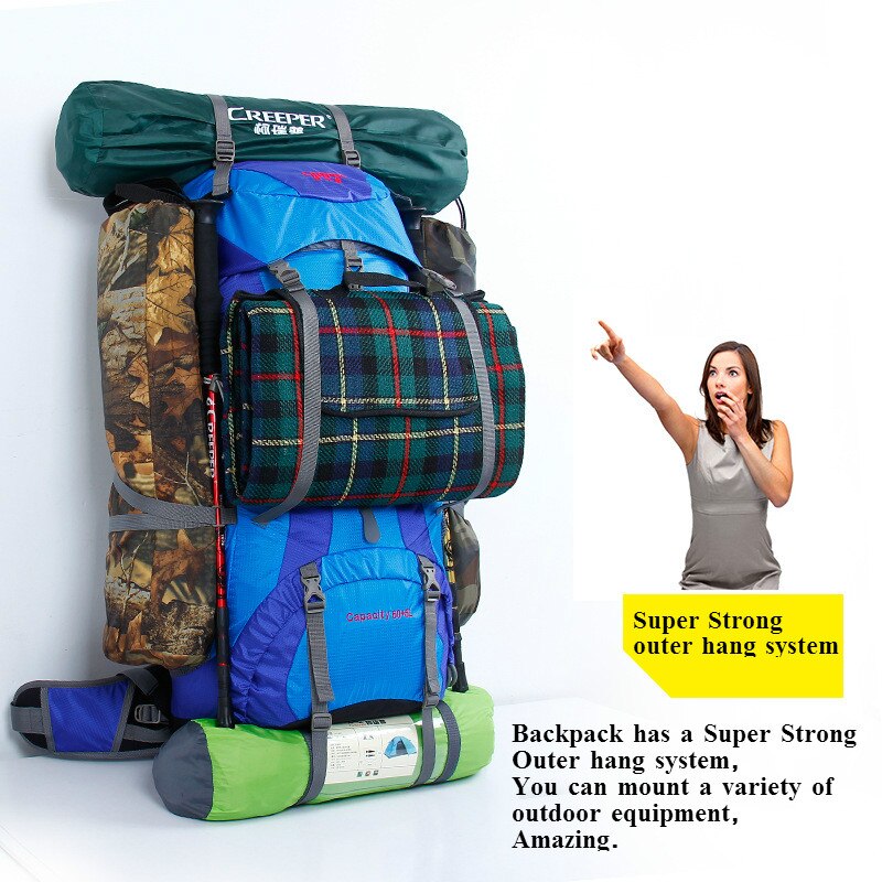 Creeper Impermeabile Professionale di Trasporto libero Zaino Telaio Interno Arrampicata Campeggio Trekking Zaino Alpinismo Bag 60 + 5L
