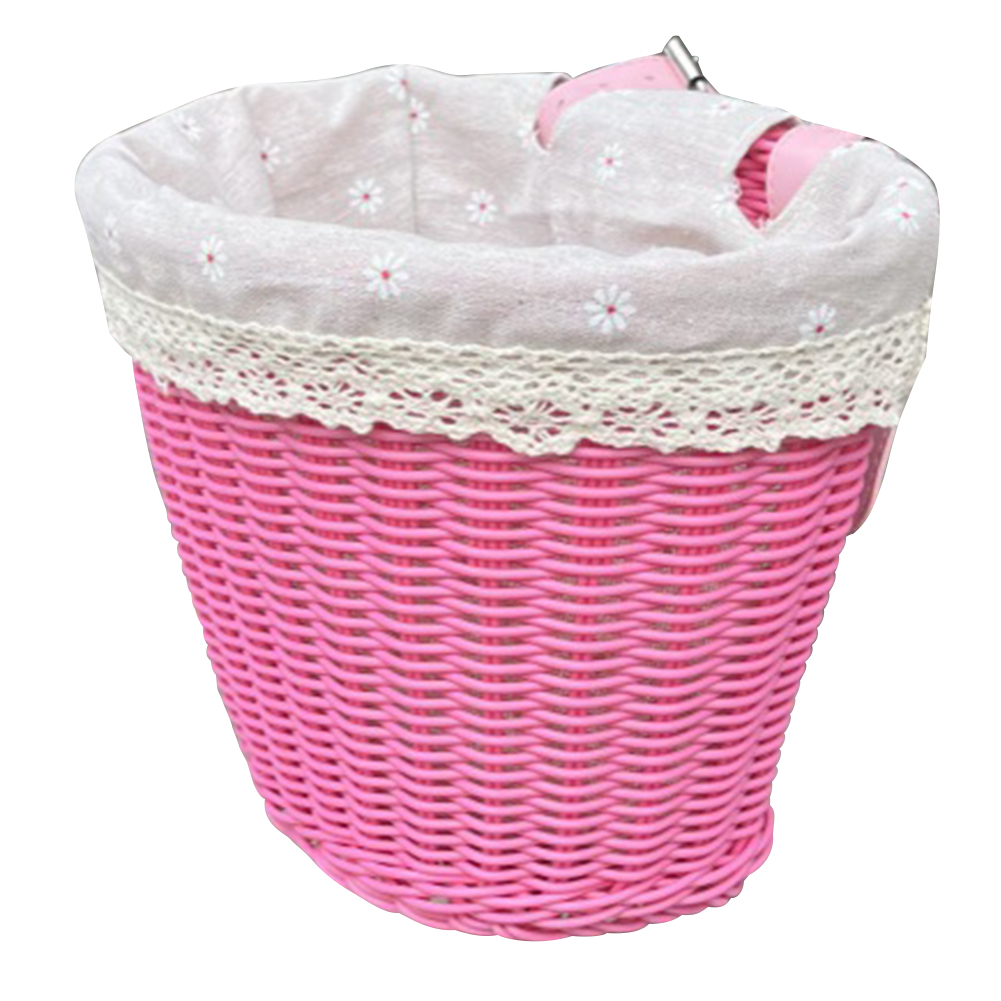 Panier avant de vélo avec doublure, panier de guidon de cyclisme, sangles en cuir réglables, panier de Tricycle pour vélo, Scooter, pour les déplacements quotidiens: Rose