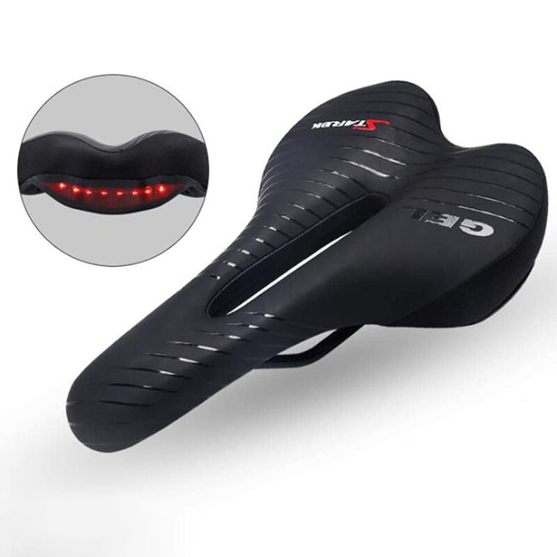 Starbk comfortabel fietszadel met achterlicht en ergonomisch gestroomlijnd fietszadel met gelschuimkussen, cycle 8 led , 3 standen