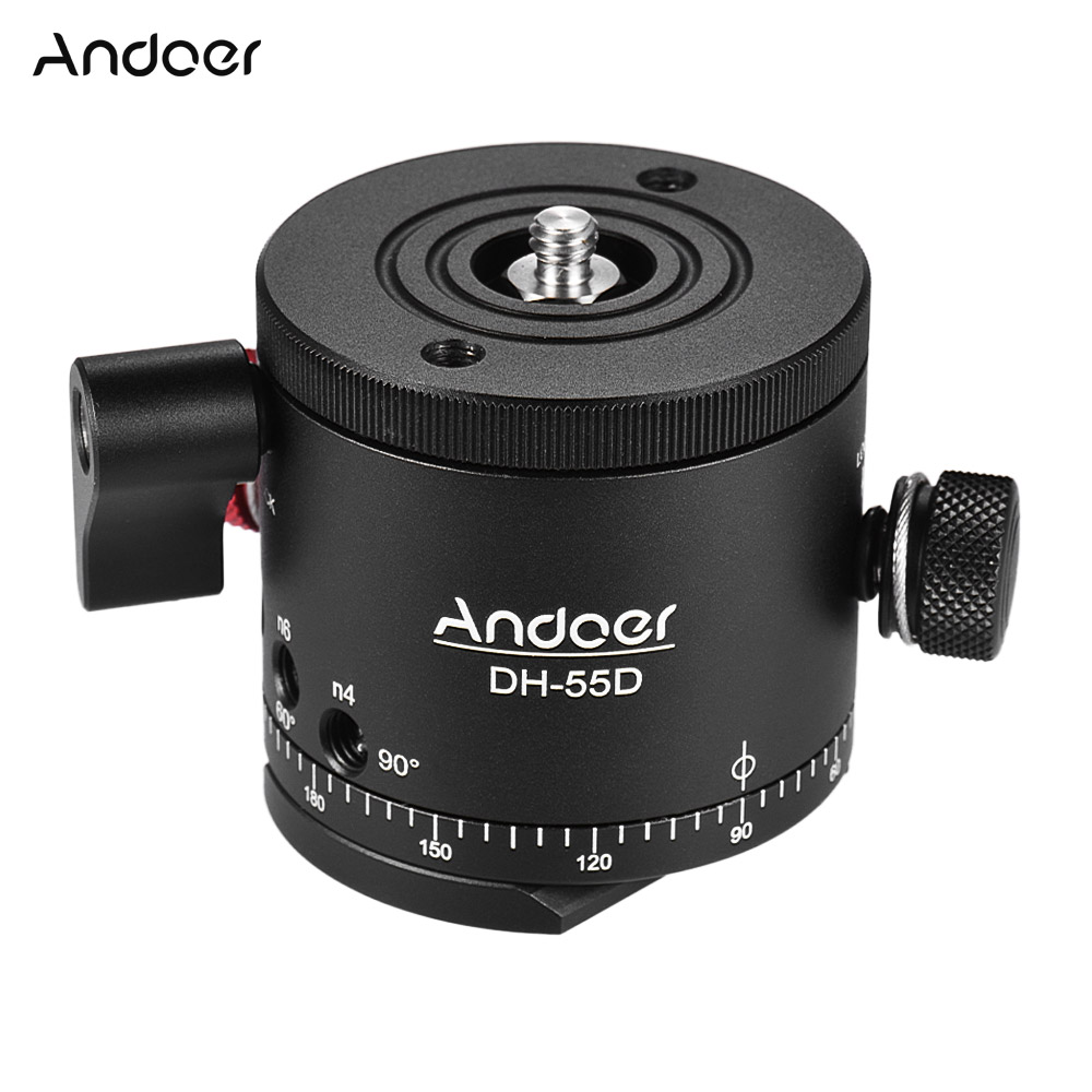 Andoer dh -55d hdr panoramic tripod head, panoramic ball head with indexing, rotator, aluminum alloy, max. load 15 kg/33 lbs