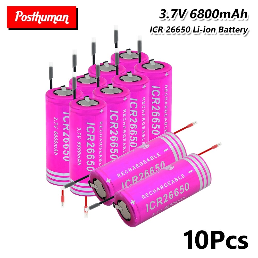 26650 Lithium Batterij 6800mAh 3.7V Oplaadbare batterijen hoge-ontlading hoge stroom + DIY Linie Voor LED Zaklamp zaklamp Speelgoed