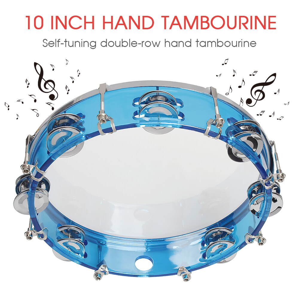 10 Inch Handheld Tamboerijn Dubbele Rij Tamboerijn Drum Set Self-Tuning Slaginstrument Musical Educatief Speelgoed Instrument