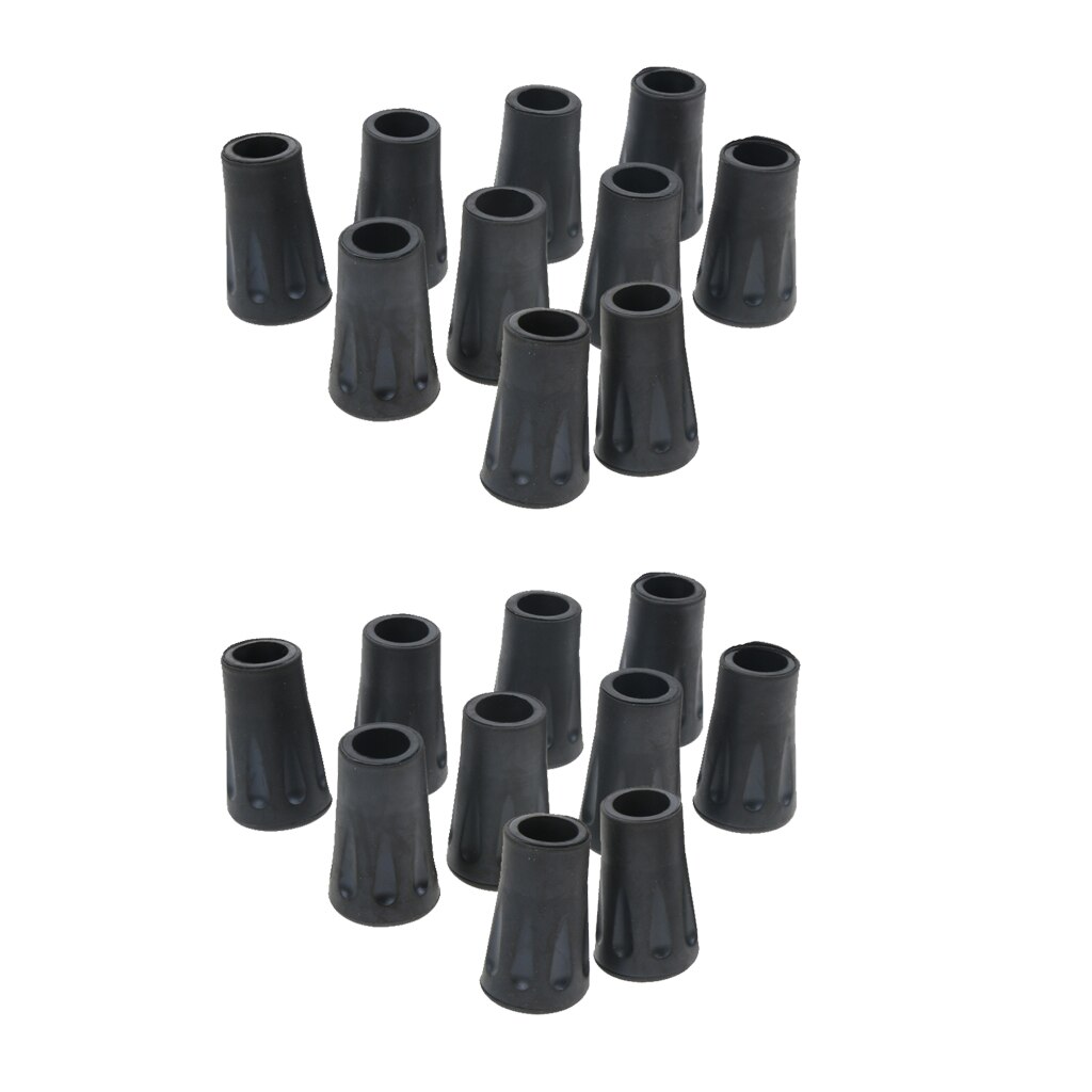 20 Stuks Duurzaam Rubber Tips Voor Wandelen Trekking Pole Wandeling Sticks Krukken Cane Tips-Zwart