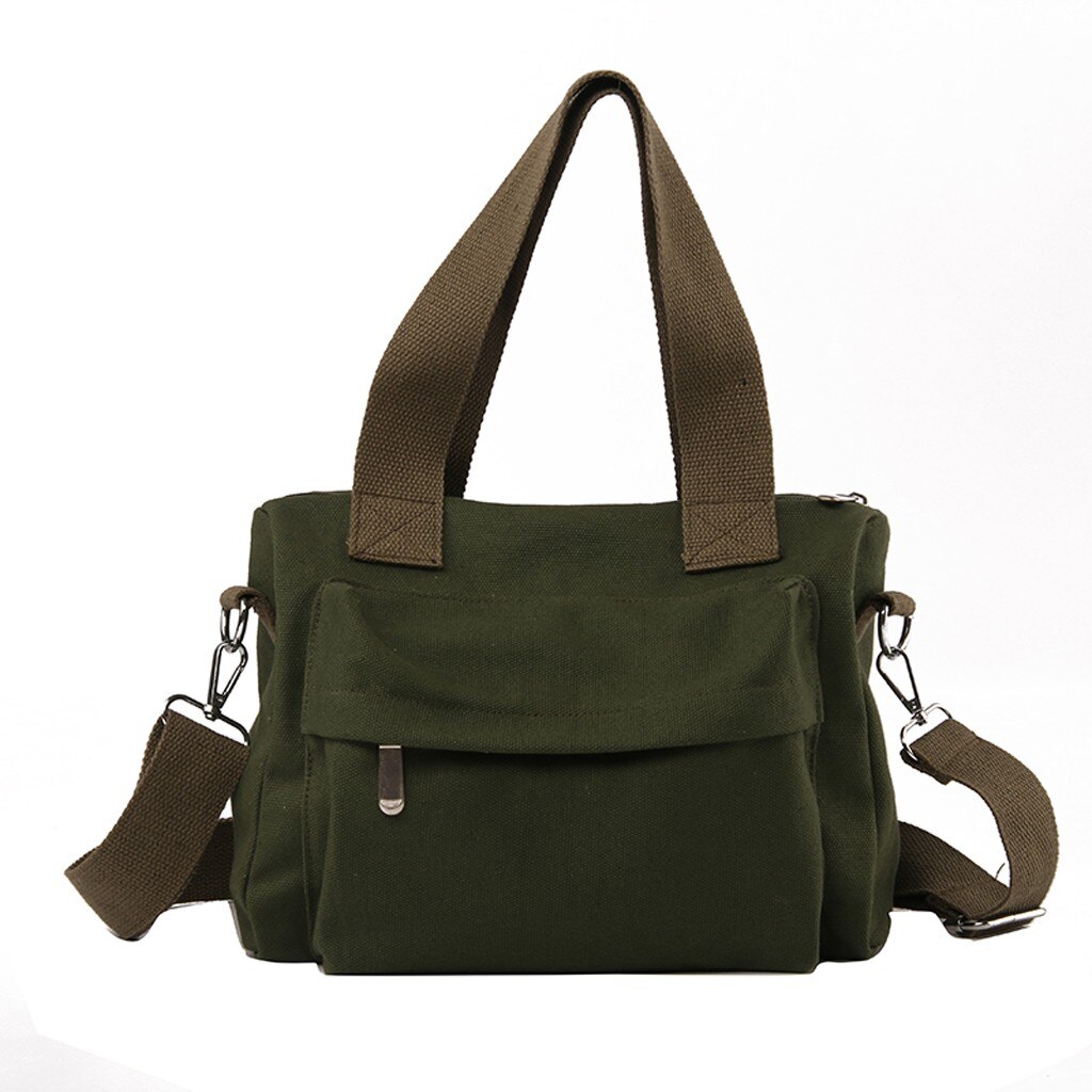OCARDIAN Vrouwen Tas vrouwen effen draagbare canvas tas eenvoudige schoudertas Casual crossbody tassen voor vrouwen Messenger Bags S19: Green
