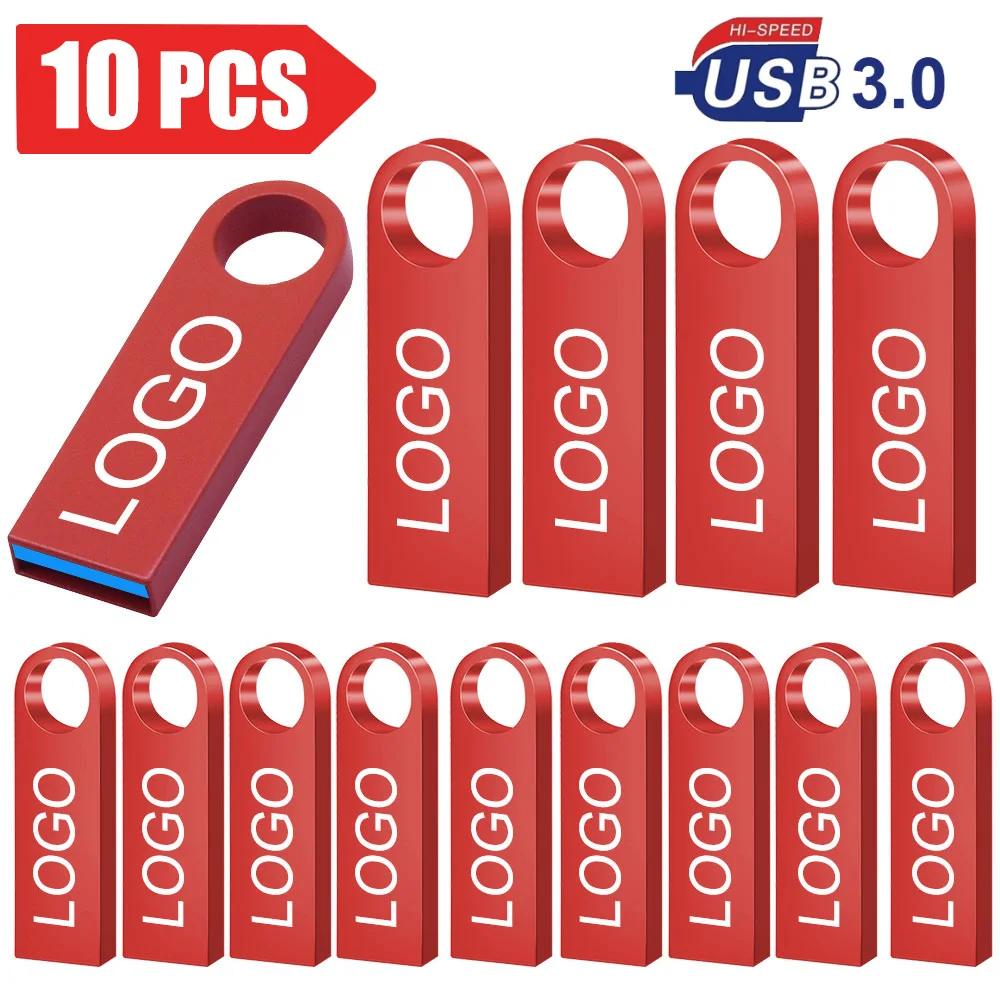 10/ 20/50 Pcs/lot Free Logo metal USB 3. 0Flash Drive 64GB 32GB memory Flash USB Stick 16GB 8GB pen drive PenDrive U Disk: GRAY / 64GB