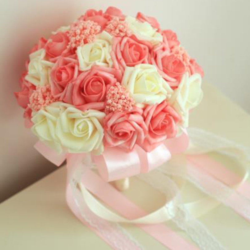 Bouquet de mariée pour la décoration de mariage bleu et blanc Bouquet de mariage à la main fleur artificielle Rose