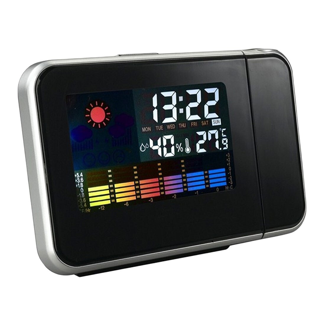 Desktop Clock Digital Alarm Clock with Projector Color Screen Time Projection Clock Multi-function Weather Calendar Time Watch