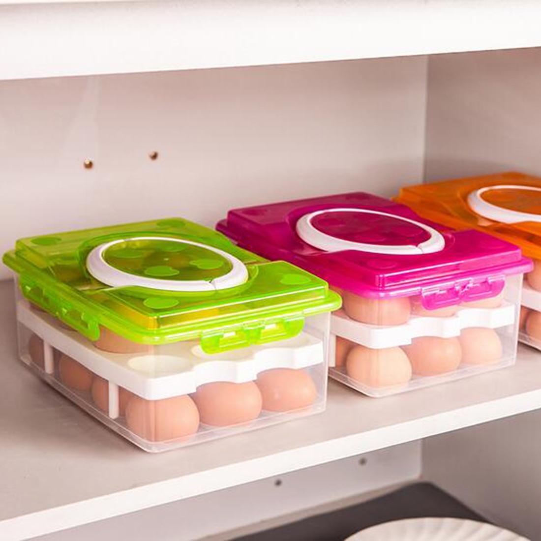 24 Grid Ei Doos Voedsel Container Organizer Handige Opslag Dozen Dubbele Laag Duurzaam Multifunctionele Scherper Keuken Producten