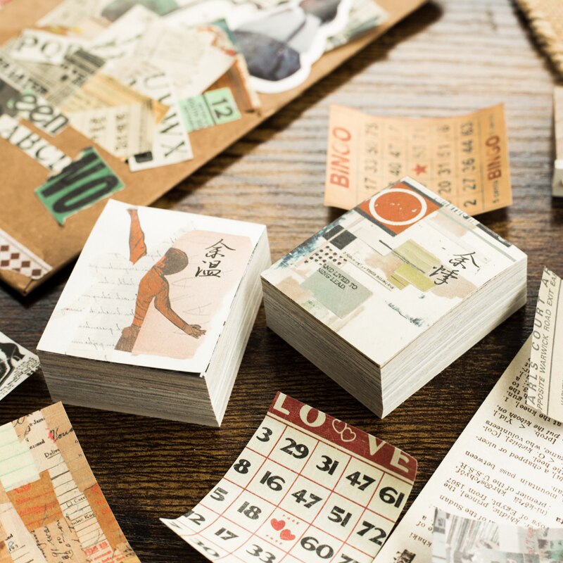 165 stk / mye retro materiale papir samler skrivbart papir til minne om scrapbooking dagbok album papirvarer dekorasjon