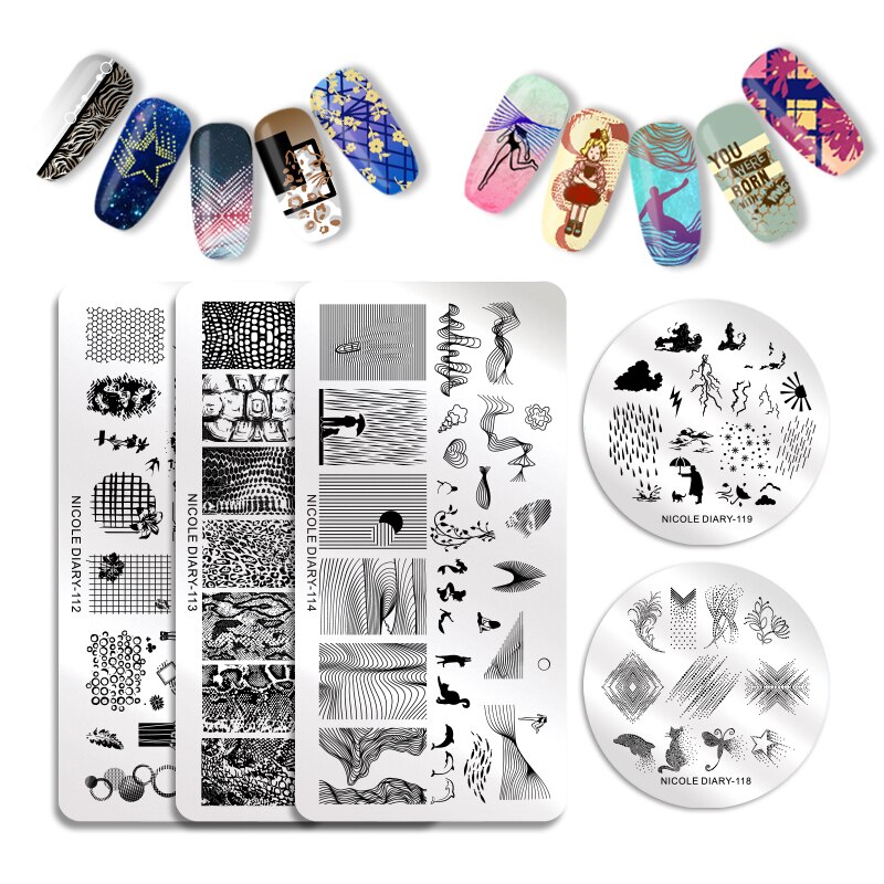 NICOLE DAGBOEK Halloween Serie Nail Stempelen Platen Rose Bloemen Nail Art DIY Nail Image Plate Printing Stencil Accessoires Tool