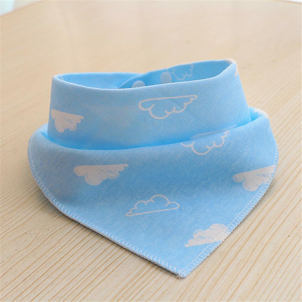 Kuulee Baby Cute Printing Patterns Double-layer Snap Button Bib Triangle Towel: Blue cloud