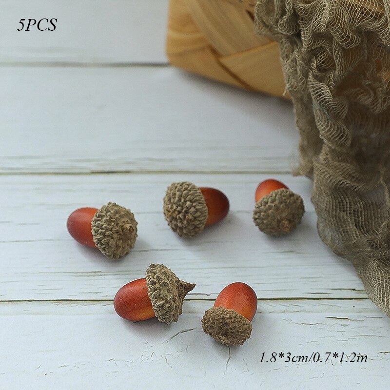 Fruta falsa Artificial de manzana para decoración del hogar, ornamento naranja de simulación, artesanía de comida, accesorios de fotografía,: acorn