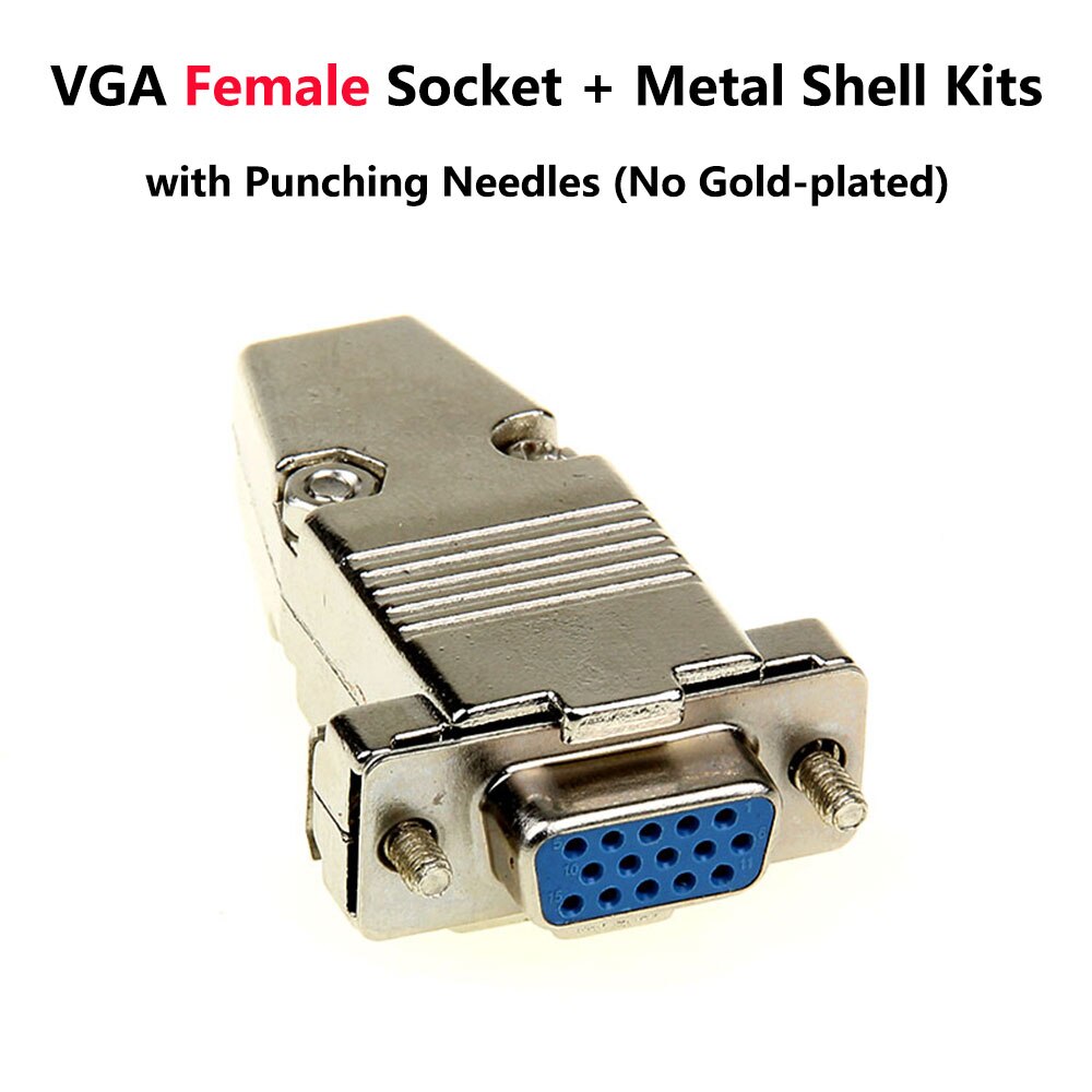 VGA Welding Connector DB15 Male Plug / Female Socket Metal Shell Kit 3 Rows 15 Pin Serial Port Connector D-SUB15 Adapters: Female Punching