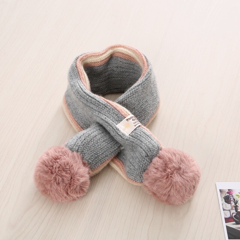 1-8 anos crianças cachecol outono inverno da criança meninos meninas cruz tricô lenços de lã do bebê selvagem quente scarfs kf661: gray