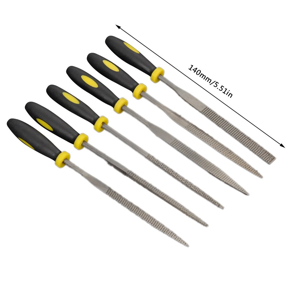6PCS Mini Assorted Hand File Wood Rasp Set with Rubber Handle carbon tool steel Rasp File For mahogany hardwood grinding