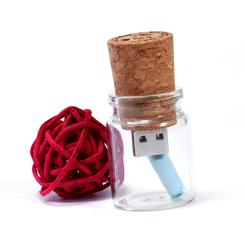 JASTER Glass Drift Bottle With Cork USB Flash Drive Transparent Pendrive 8GB 16GB 32GB 64GB 128GB Current Pen Drive