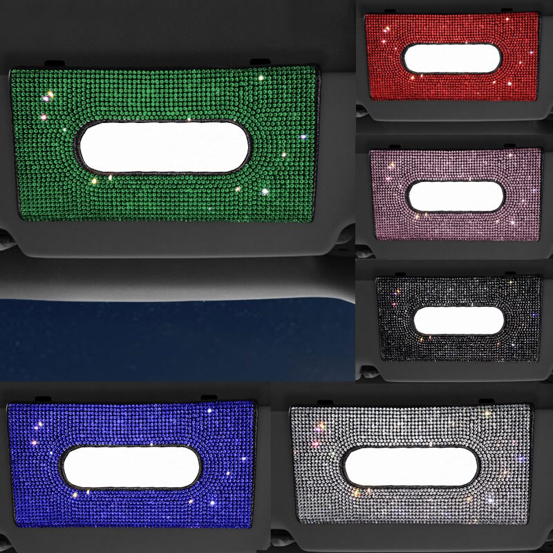 Boîte à mouchoirs de voiture en cristal brillant, universel pour pare-soleil, strass, porte-mouchoir suspendu, étui pare-soleil, accessoires de voiture