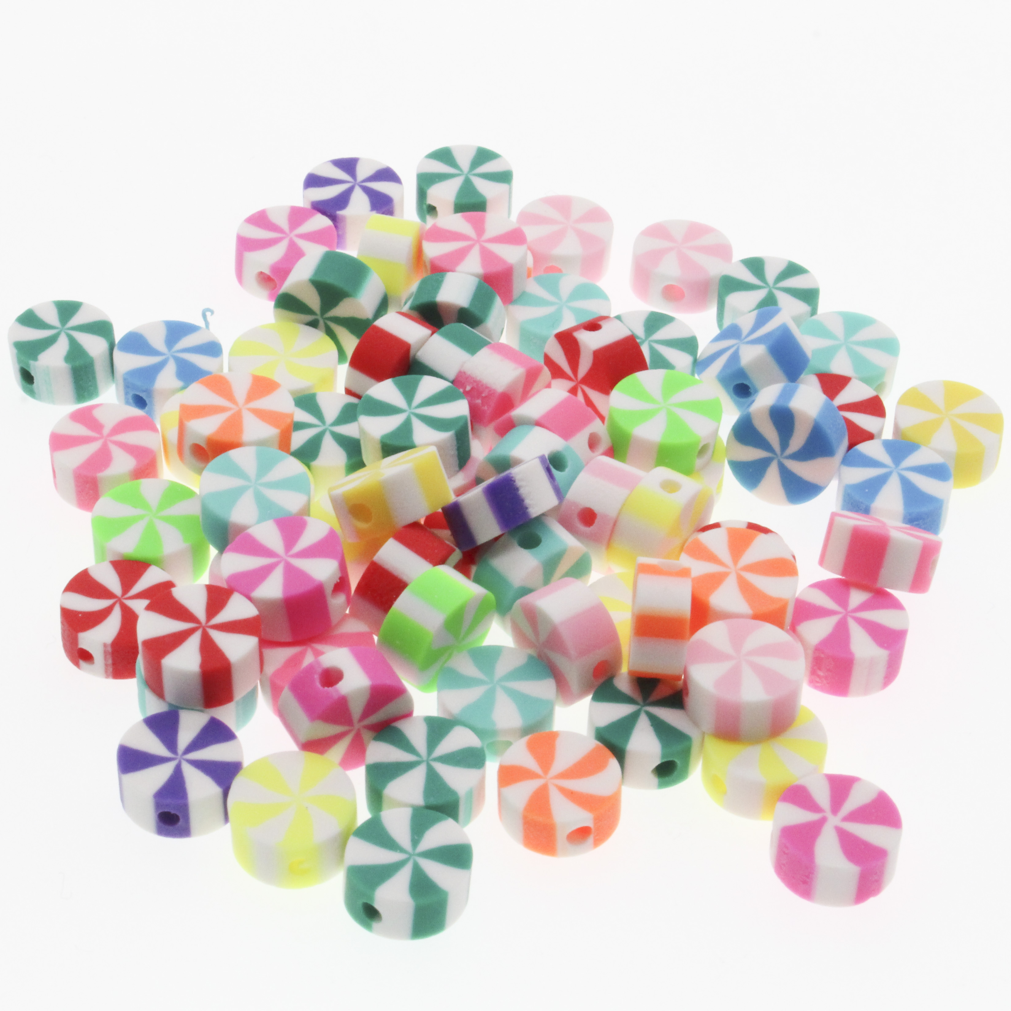 30/50/100Pcs Round Candy Clay Spacer Beads Polymer Clay Beads For Jewelry Making DIY Handmade Bracelet Accessories 10mm