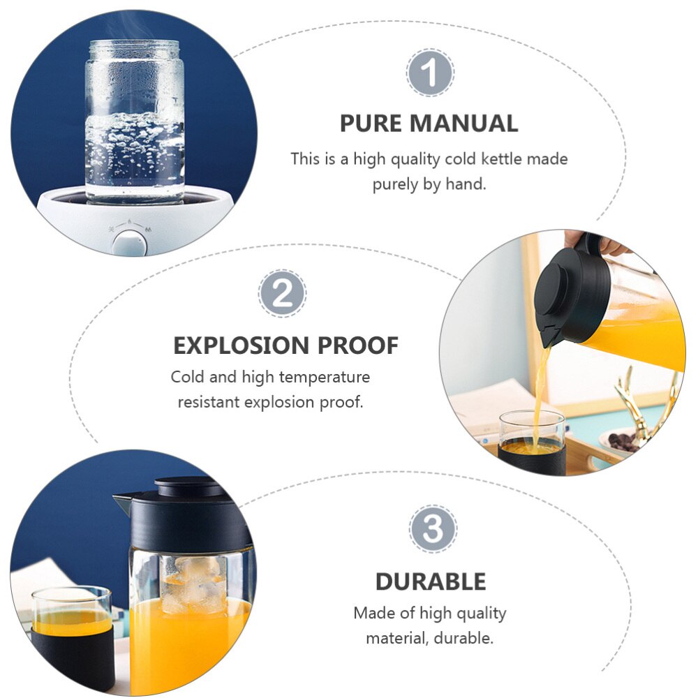 Large Water Jug Glass Water Pitcher Tea Kettle Handle Tea Pot Glass Water Jug