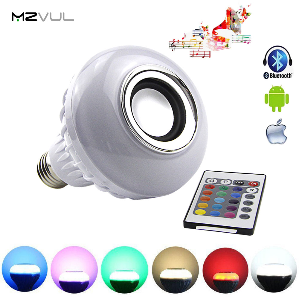 Draadloze E27 Bluetooth Afstandsbediening Mini Smart LED Lamp Audio Speaker RGB Music LED Lamp 24 Toetsen Ir-afstandsbediening controle