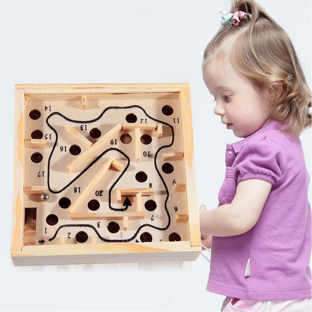 Reizen Vierkante Ambachten Houten Doolhof Board Game Kids Toy Labyrinth Educatief Kind Ontwikkeling Draagbare Intelligentie