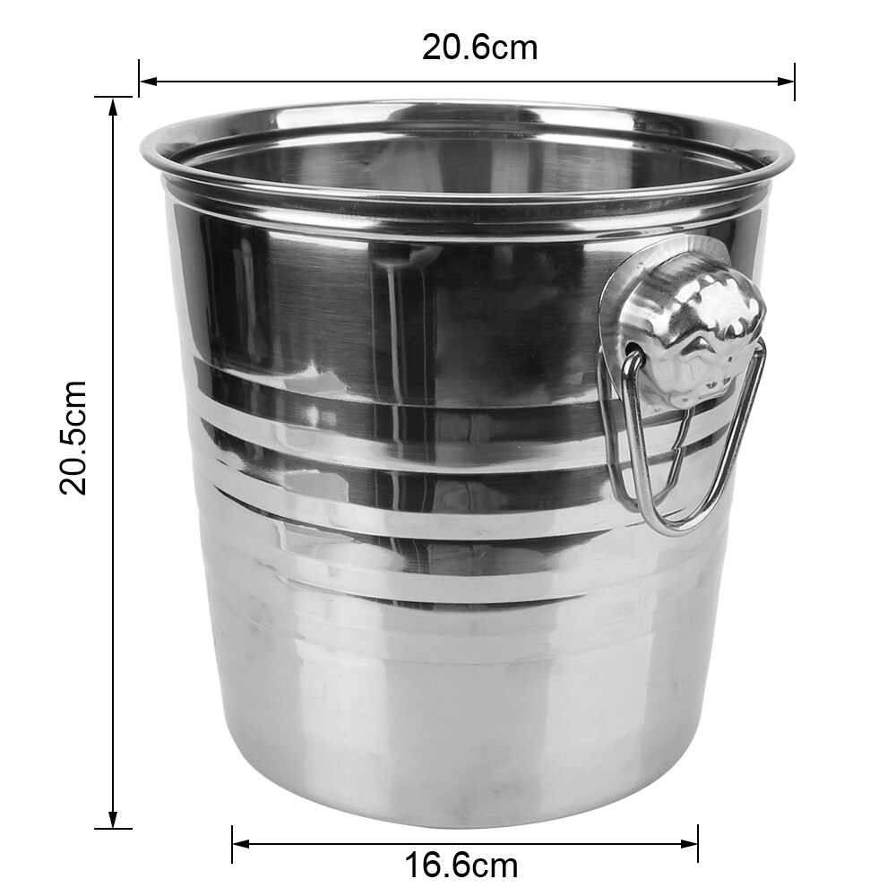Wine Beer Cooler Bucket Champagne Wine Beer Bucket For KTV Bar Kitchen Party Barware 5L Stainless Steel Ice Cube Maker