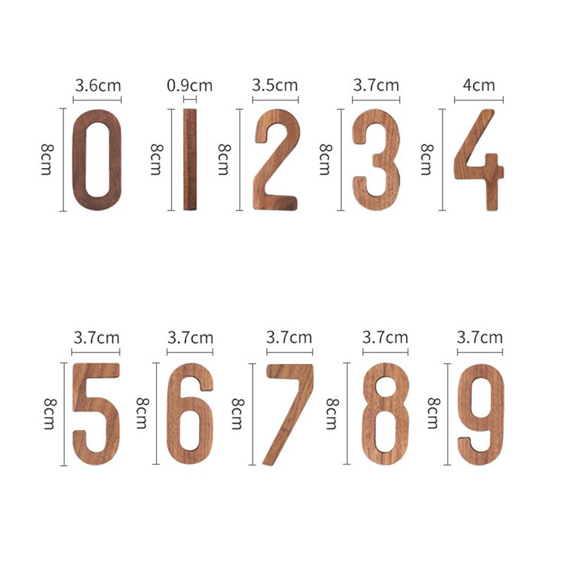 Black Walnut Wooden Numbers 0-9 Solid Wood Craft for DIY Craft House Decoration