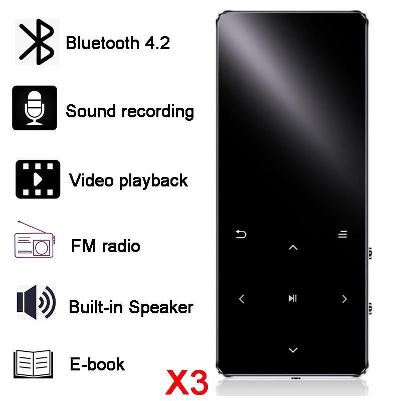 MP3 Player with bluetooth Speaker touch keys hi fi fm radio mini USB mp3 sport MP 3 HiFi music player portable metal walkman 16G