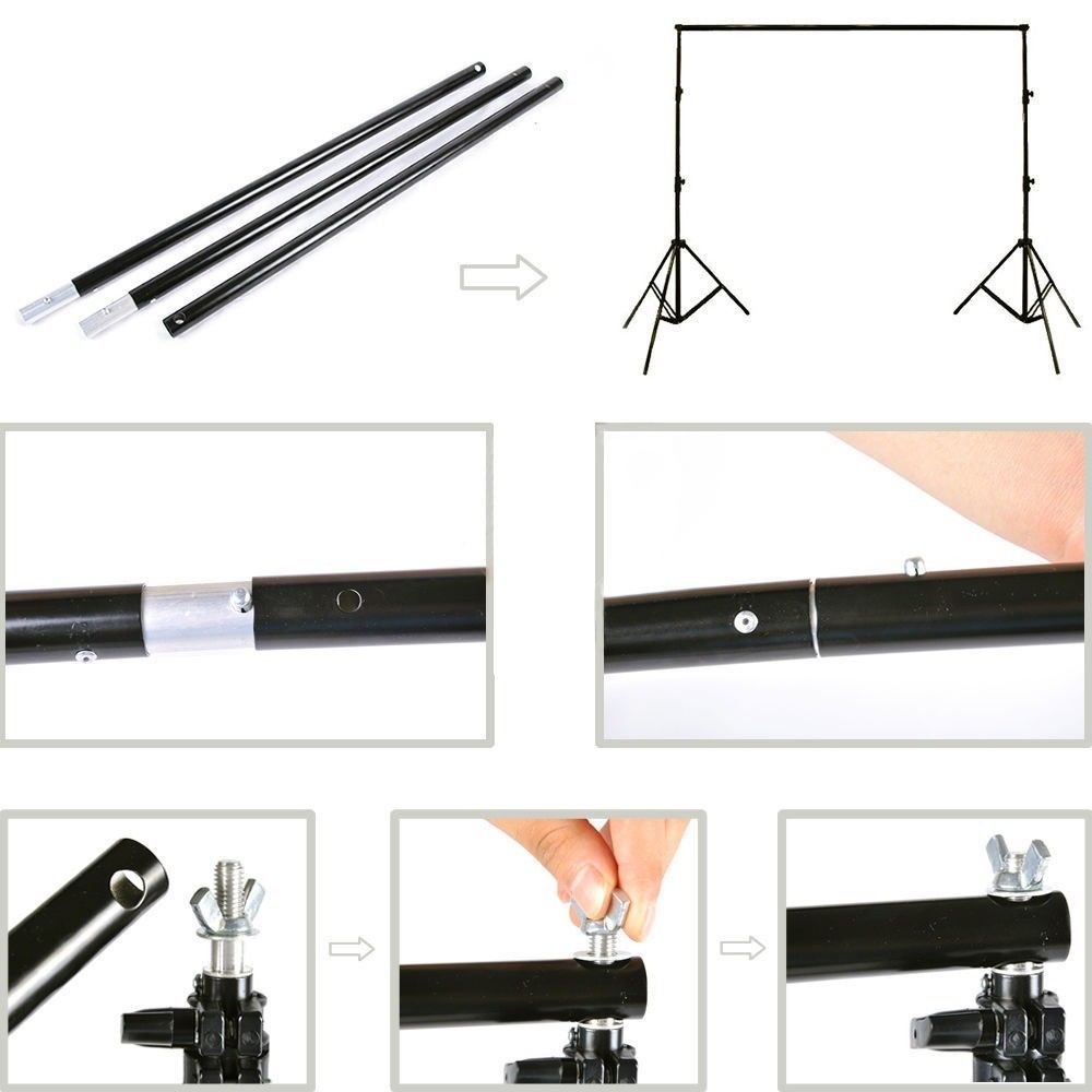 ZUOCHEN Fotostudio 2x2 m Verstelbare Heavy Duty Achtergrond Ondersteuning Stand KIT