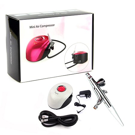 Blanco aerógrafo kit de maquillaje Mini compresor de Control doble pluma de aerógrafo Akvagrim cara pintura aerógrafo de cosmética para el de Arte de uñas: UK standard