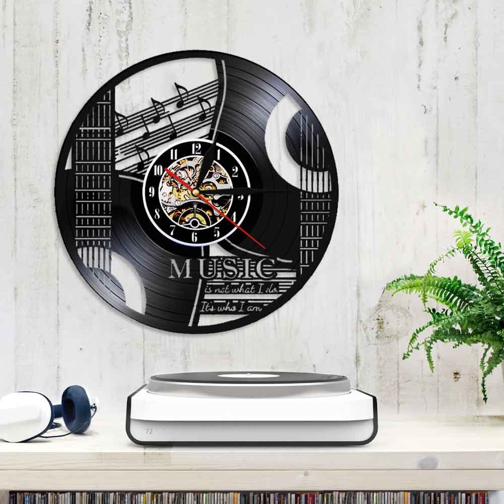 Vinyl Record Wall Clock Musical Note Instrument Wall Clock Wall Hanging Clock (without Lamp Shipment without Battery)