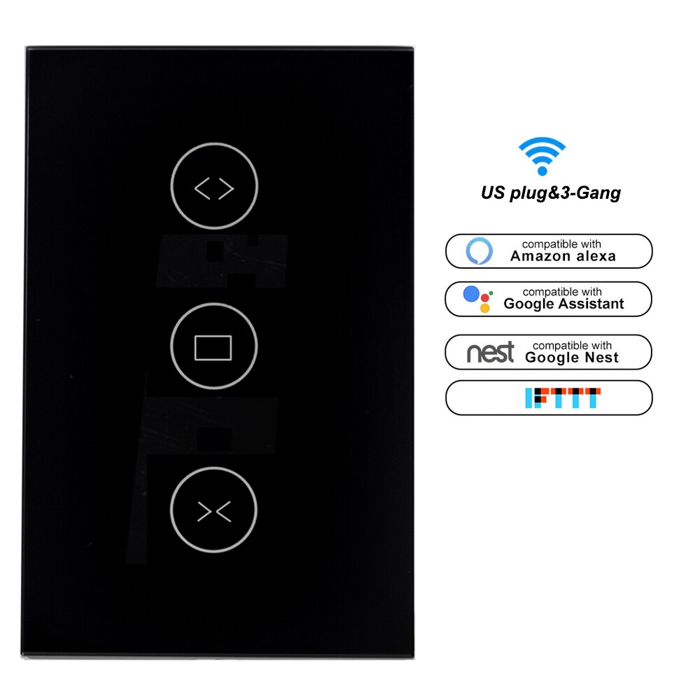 Voice Control Switch Smart Life Wi-Fi Switch Remote Control Touch Panel Control Voice Control Timing Fuction for Android iOS: Black US 3-Gang