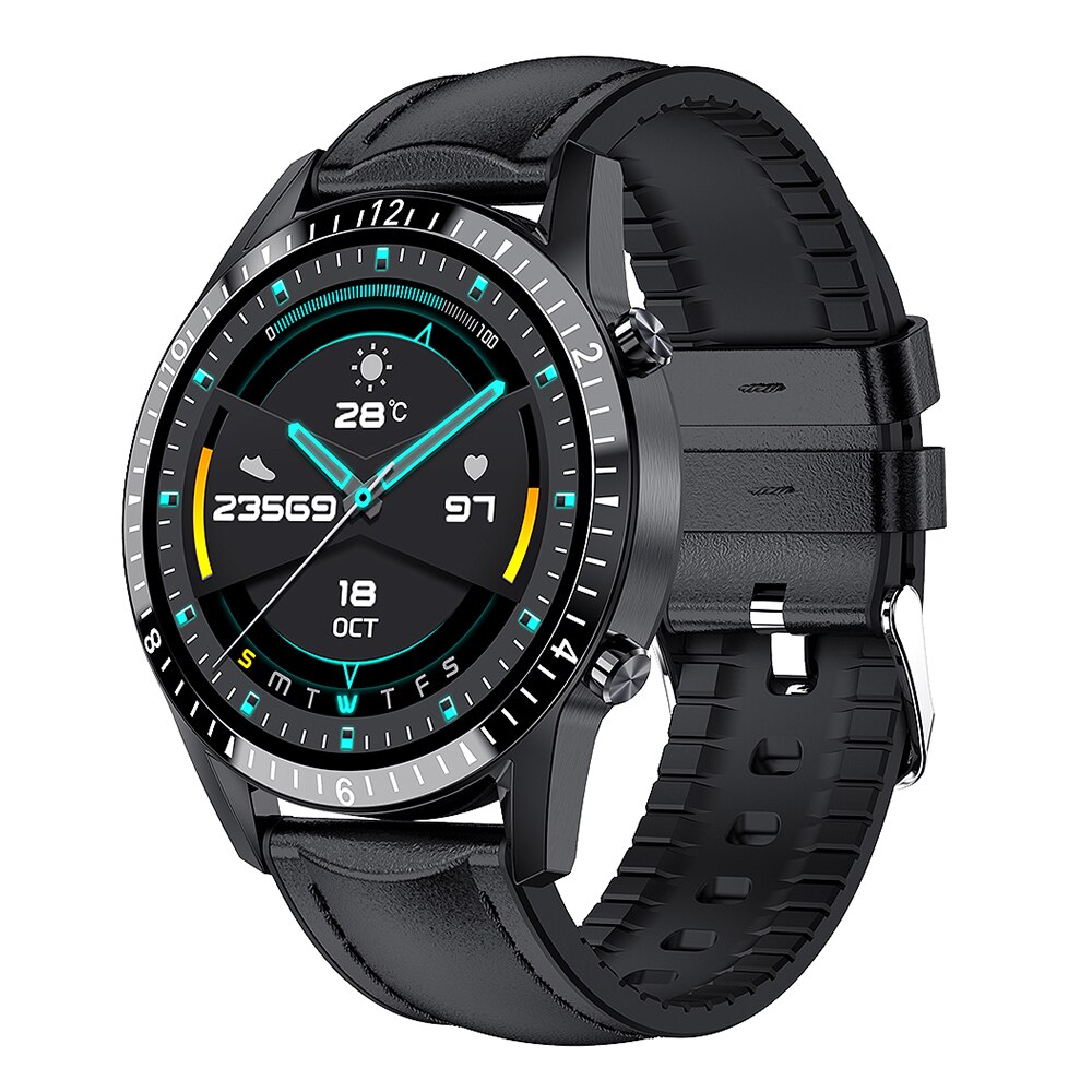 Smart Uhr Für Männer I9 Bluetooth Anruf Smartwatch Herz Rate Mehrere Sport Modus Wasserdichte PK GT2 Wacth Für HuaWei Android IOS: Black leather