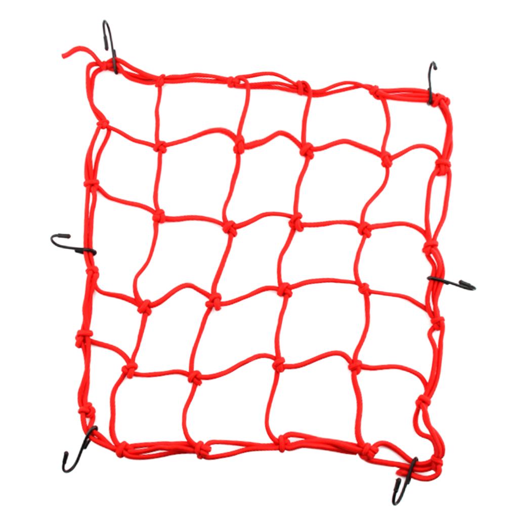 Motorcycle Bike Cargo Elastic Net Luggage 6 Hooks Mesh Holder Red 40*40cm