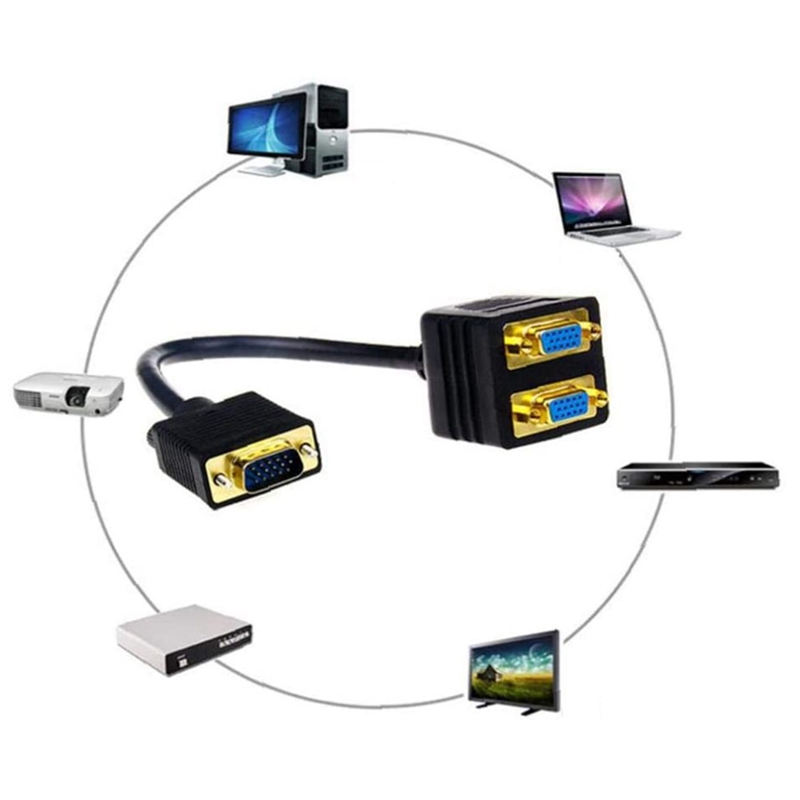 Svga Male Naar 2 Svga Vrouwelijke Vga Male Naar Twin Vrouwelijke 1-In-2 Kabel Vga Male Naar vrouwelijke Voor Computer