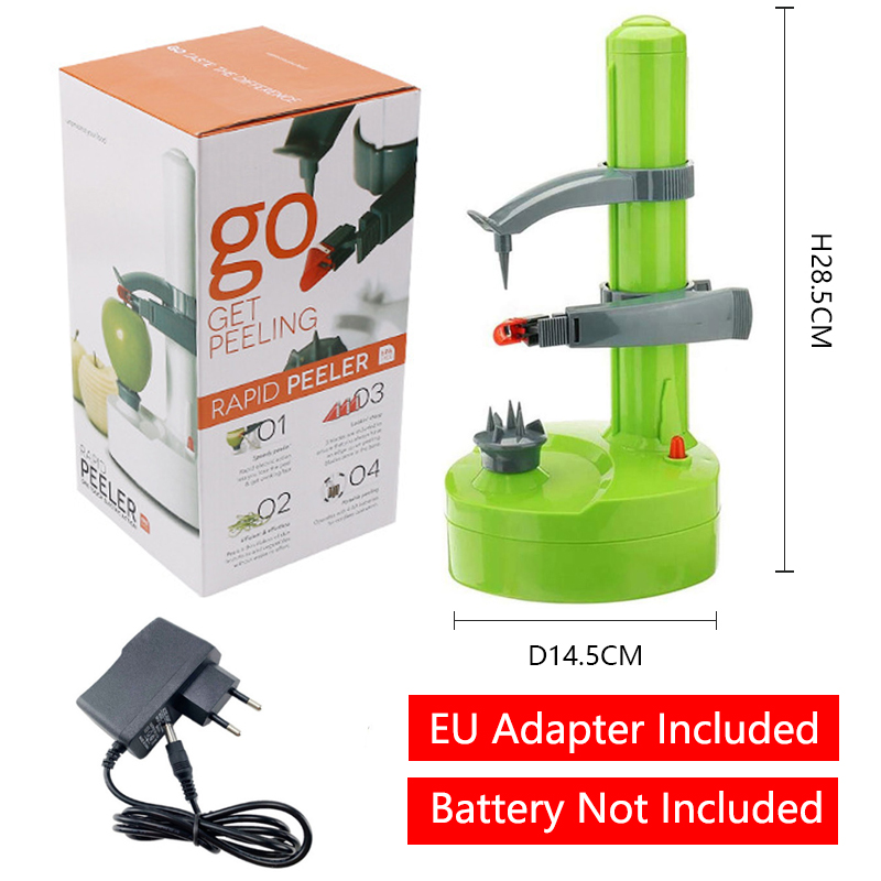 Automatische Elektrische Kartoffel Schäler Multifunktions Obst Gemüse Schäler Peeling Cutter Kochen Werkzeug Küche Spielereien Zubehör: Grün EU Adapter