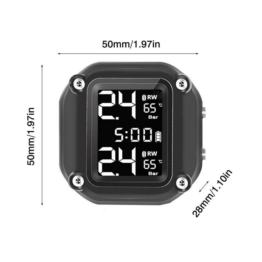 FOBO Bike 2 (Black) - Tire Pressure Monitoring System - TPMS, External Monitor, Bicycle Tyre, Temperature Sensor, Wireless, for Intelligent Bike, Motorcycle