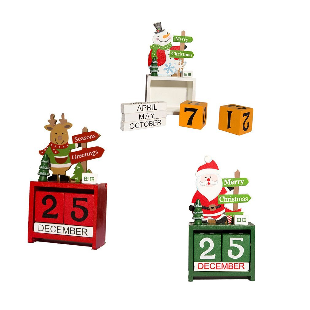 Décorations de noël ornements en bois créatifs Table de bureau en bois calendrier de noël pour enfants